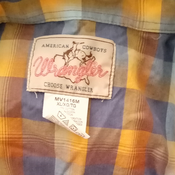 Wrangler Western Multi Plaid Pearl Snap Long Sleeve Shirt Sz XL - Picture 5 of 8